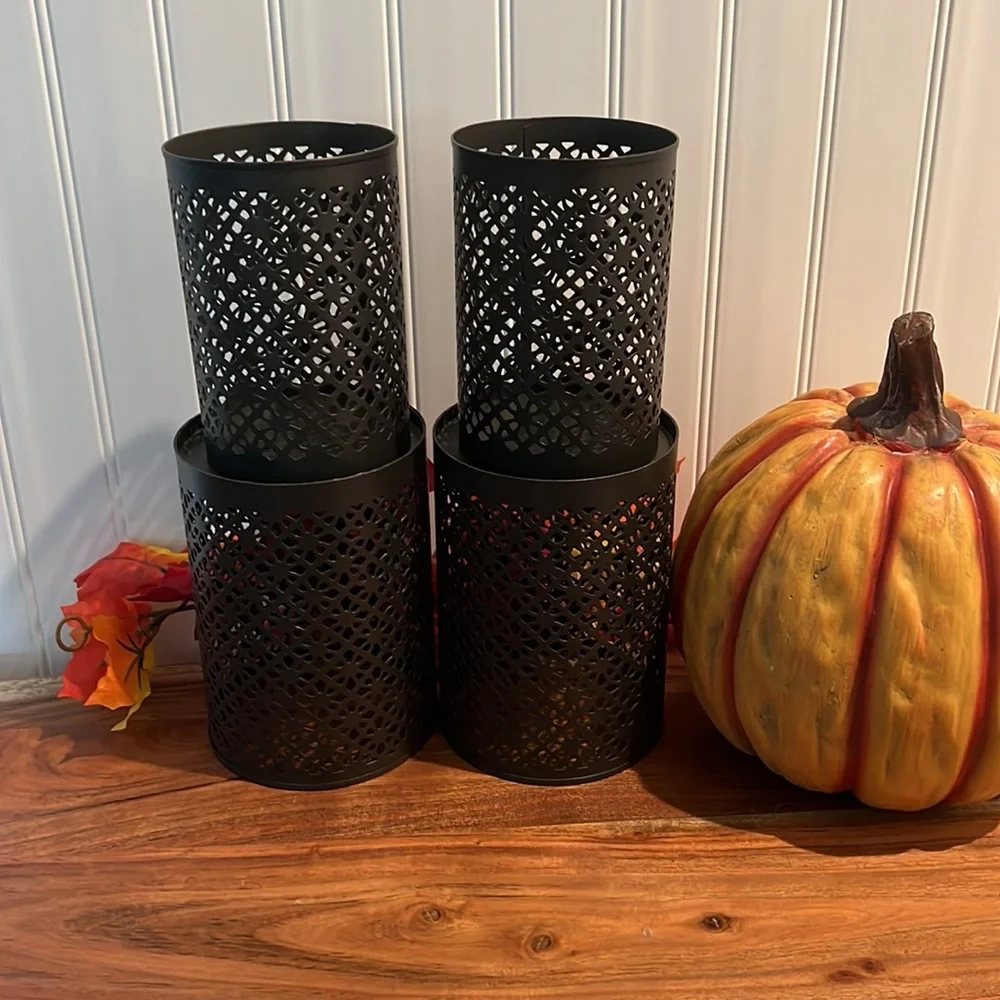 World Market Metal Candle Lattice Lanterns 4 Piece Set
